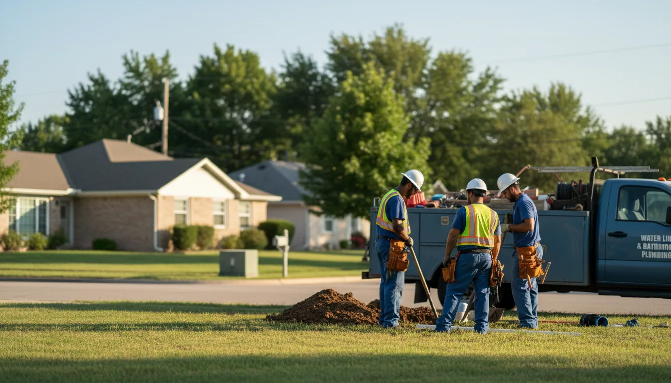 Residential water line and bathroom plumbing service in Houston, OH